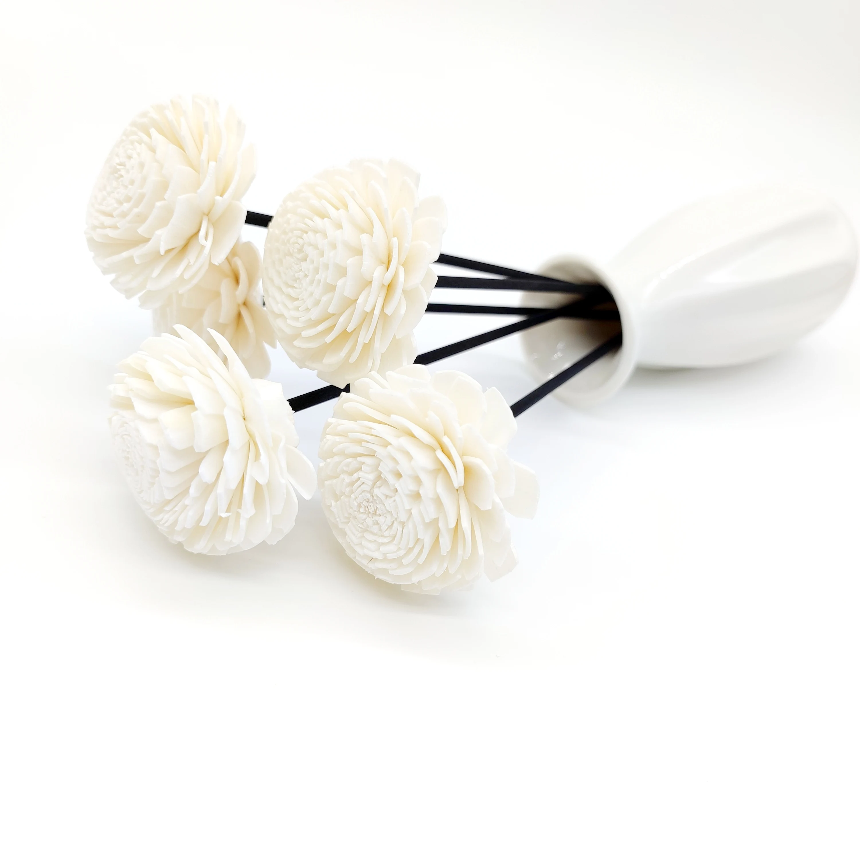 2024 New Products Hot Sale Natural White Sola Flower with Cotton Ropes Reed diffuser Flower stick