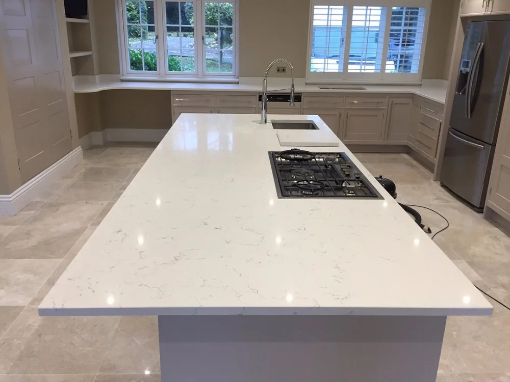 Carrara White Newest Competitive Solid Surface Sheet Quartz Stone Slabs Kitchen Table