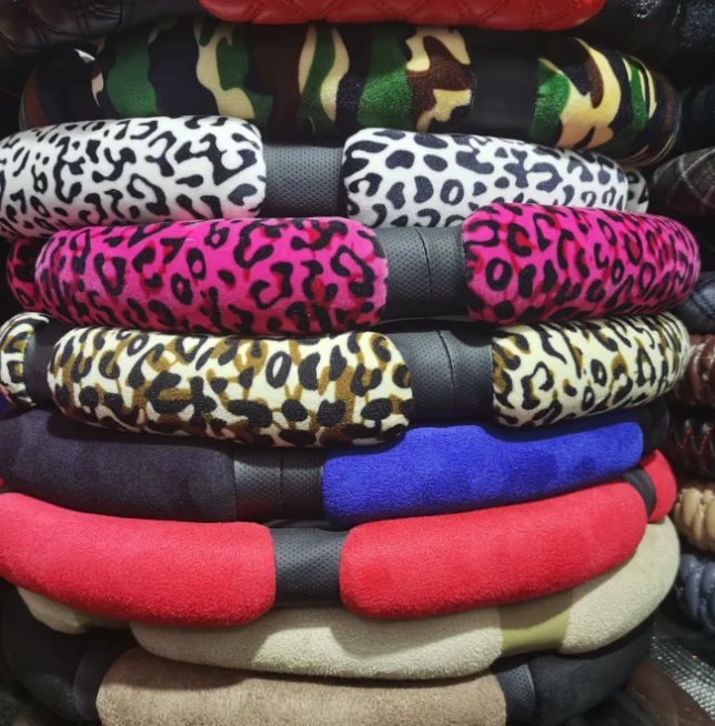 PU Leather Leopard Print Steering Wheel Cover Slow Rebound Car Protection for Cadillac ATS Alphard Model