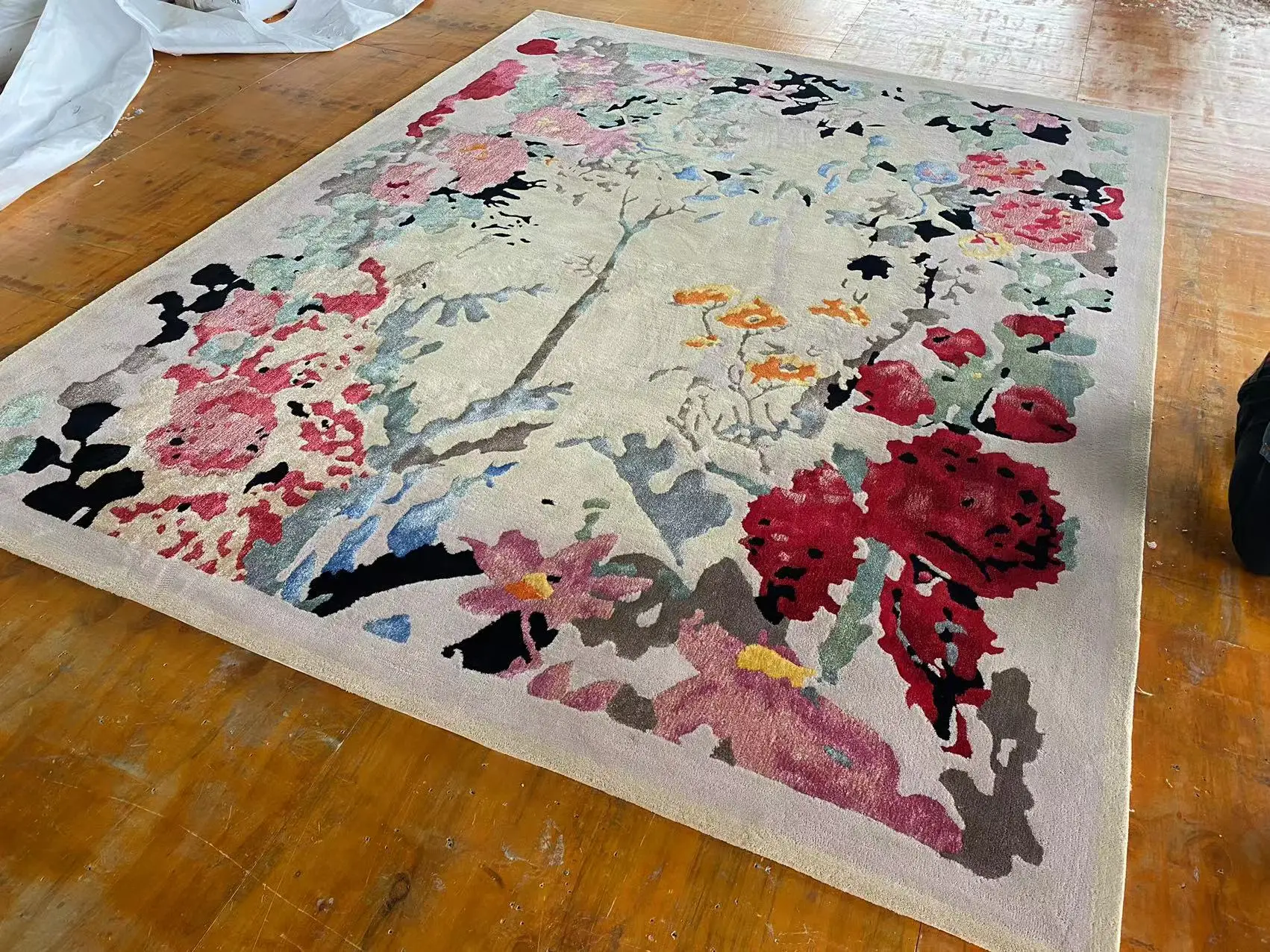 Custom Hand Tufted Wool Rugs and Carpet for Bedroom Luxury Villa Living Room Rose Color Carpet