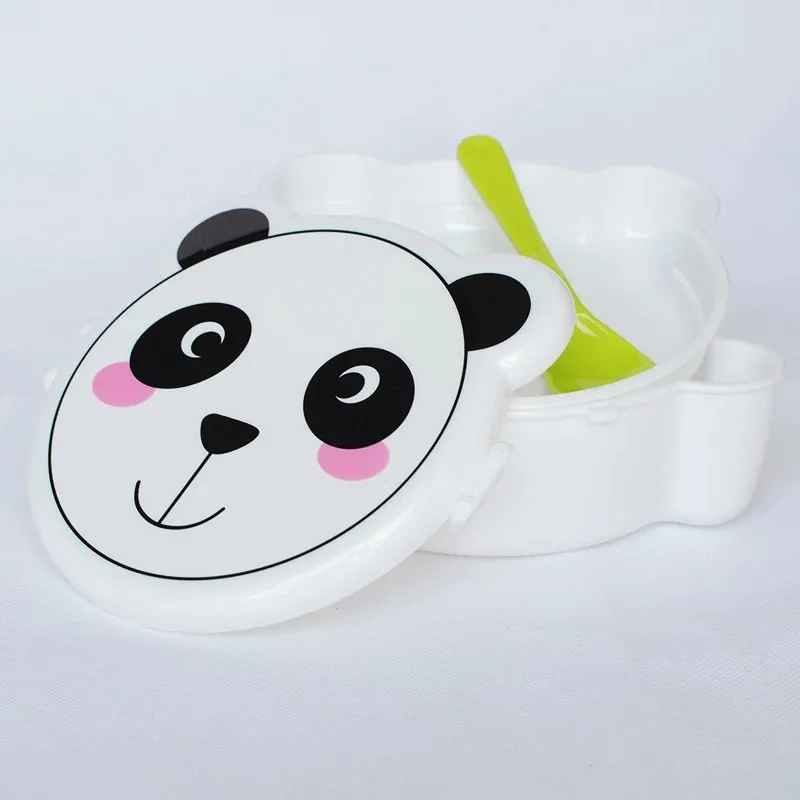 Wishome Brand Food Storage Container with Spoon,Lovely Cartoon Plastic Children Lunch Box