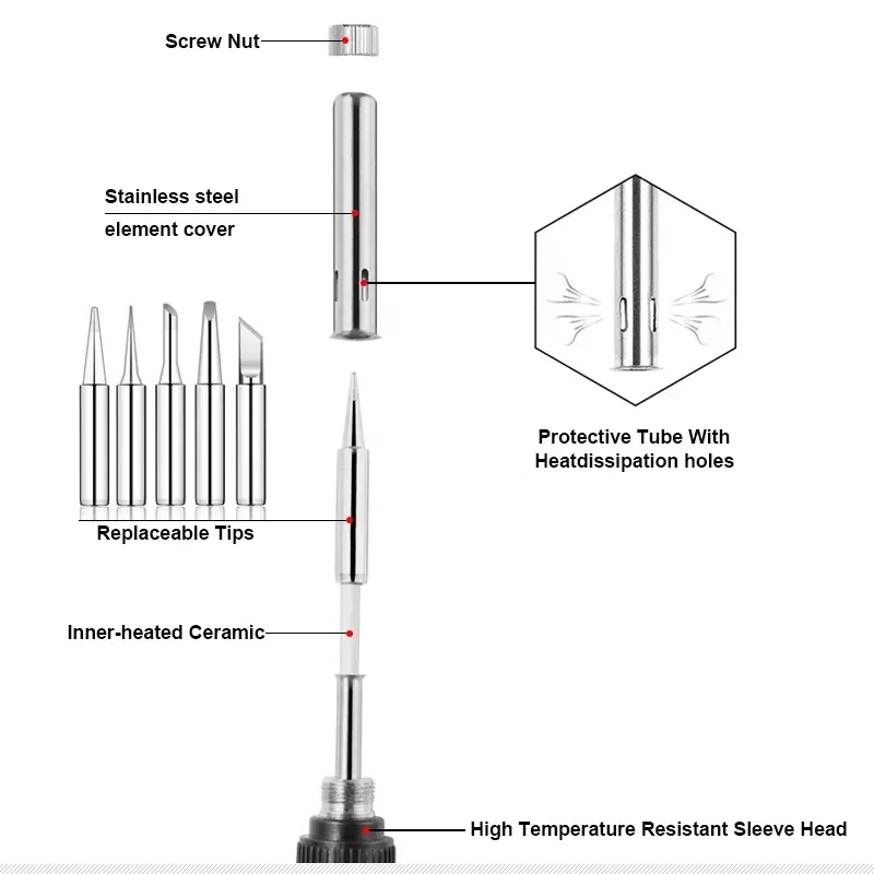 110V 60W 6 in 1 Electric Soldering Iron Kits Adjustable Temperature soldering iron
