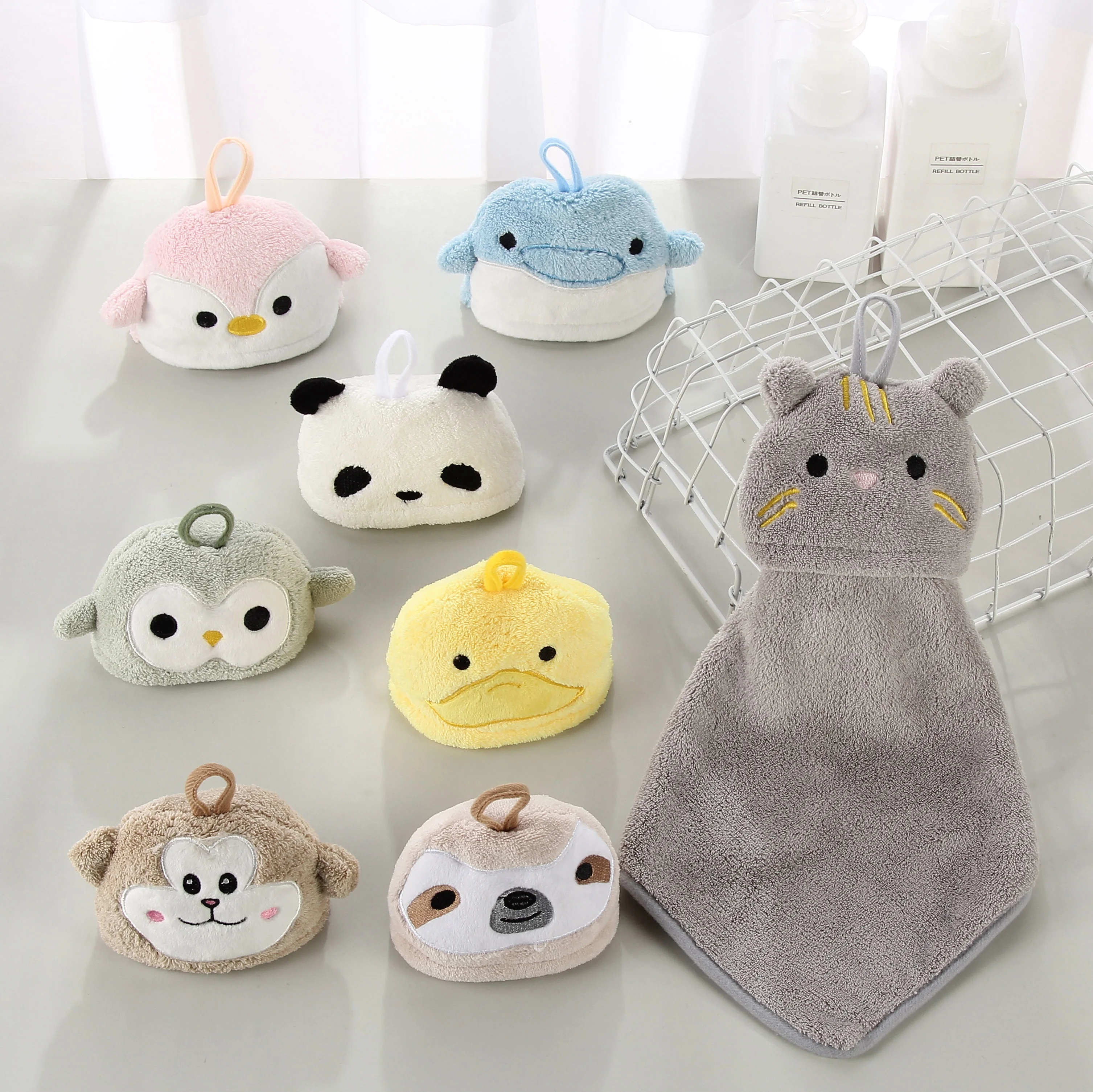 Полотенце для рук с мультяшной вышивкой животных, быстро сохнет, мягкая ткань для очистки, впитывающее кухонное полотенце для рук