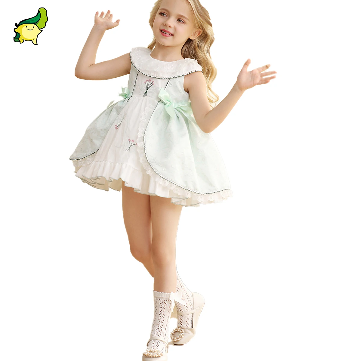 Summer kids flower wedding dress party wear lace fairy flower girls dresses