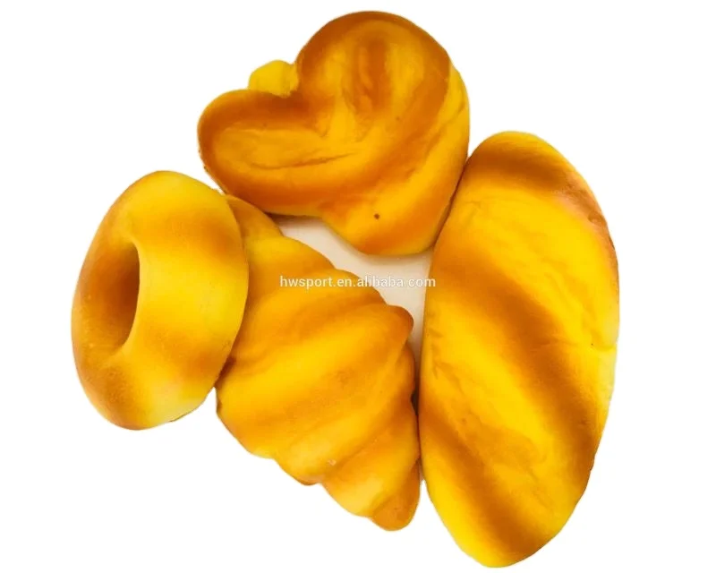 Cheap decompress food toys funny bread shaped stress relief toy soft pu foam squishy bread high quality slow rising food toys