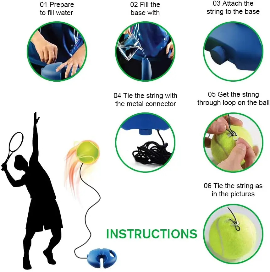 FANDING Tennis Training Equipment Trainer Set with String for Kids Youth Beginners Practice at Home