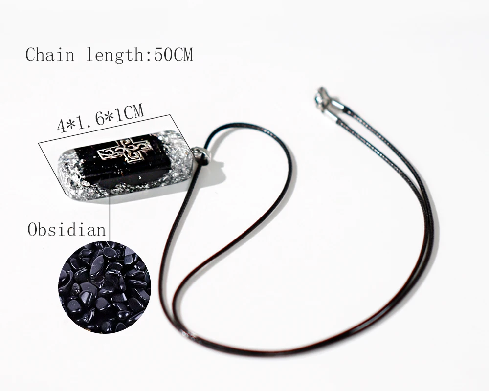 Natural Obsidian With Cross Pendant Necklace For Men Amulet Protection Pendant  Reiki Healing Energy Stone Spiritual Jewelry