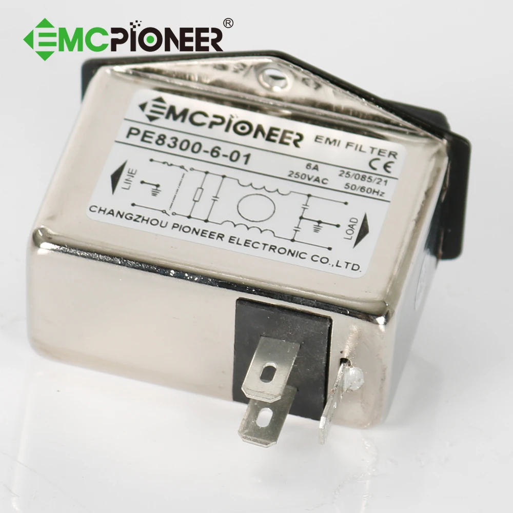 noise filter RF filter with socket and switch PE8300-6-01 6A 120/250VAC