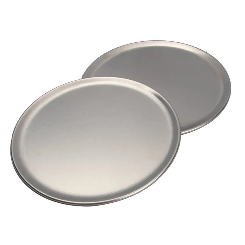 Factory Direct 304 stainless steel pizza baking pan Extra thick round vegetable restaurant flat buffet tray variety of sizes