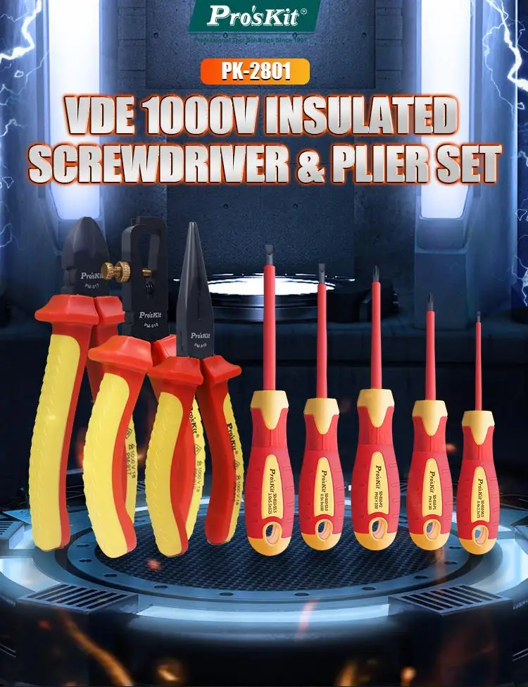 Proskit PK-28011000V Insulated Screwdriver & Plier Set for High voltage electrical New energy vehicles Charging repair station