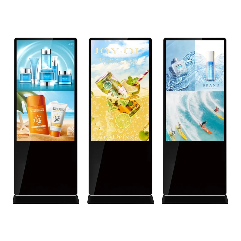 Custom 65 inch Floor Standing Advertising Media Player LCD Display Free Stand Digital Signage