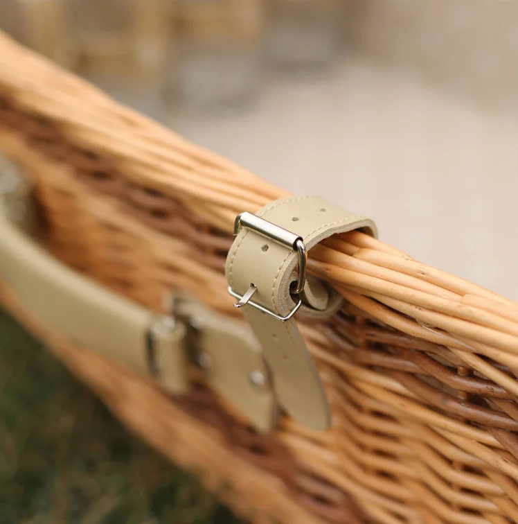 
new willow picnic basket for four person tableware rattan outdoor wicker picnic basket 