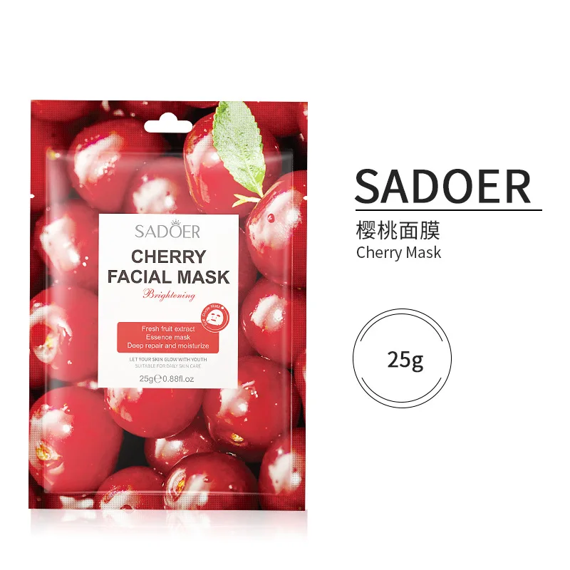 OEM SADOER Fruit Moisturizing Facial Mask Hydrating Sheet masks Brighten Smooth Skin Repair Firm Face masks 25g