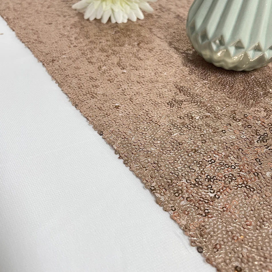 Customized Wedding Table Runners Decoration for Round Tables Rose Gold Sequin Table Runner