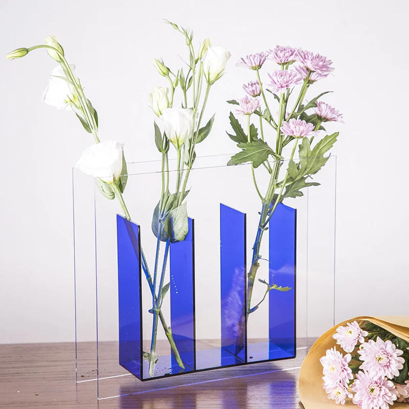 New Creative Acrylic Vases Home Wedding Decoration Plexiglass Flower Vase Modern Clear Acrylic Vase