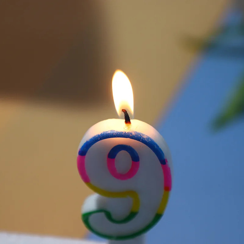 0-9 Colorful Fancy Happy Birthday Cake Number Candle ,Party Digital Candle With Holder For Kids Adult