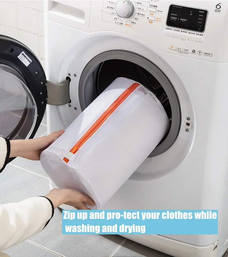 Wholesale modern foldable zipper polyester mesh custom laundry bag