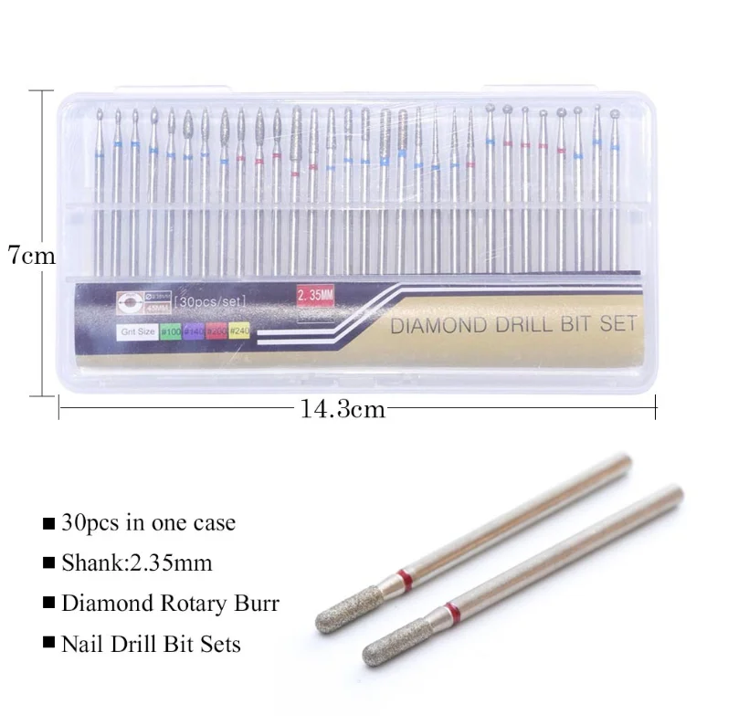 Nail Drill Bits Polishing Head 30 Pcs Cuticle Cleaner Dust Brush for Grinder Drill Nail Carbite Polishing Head