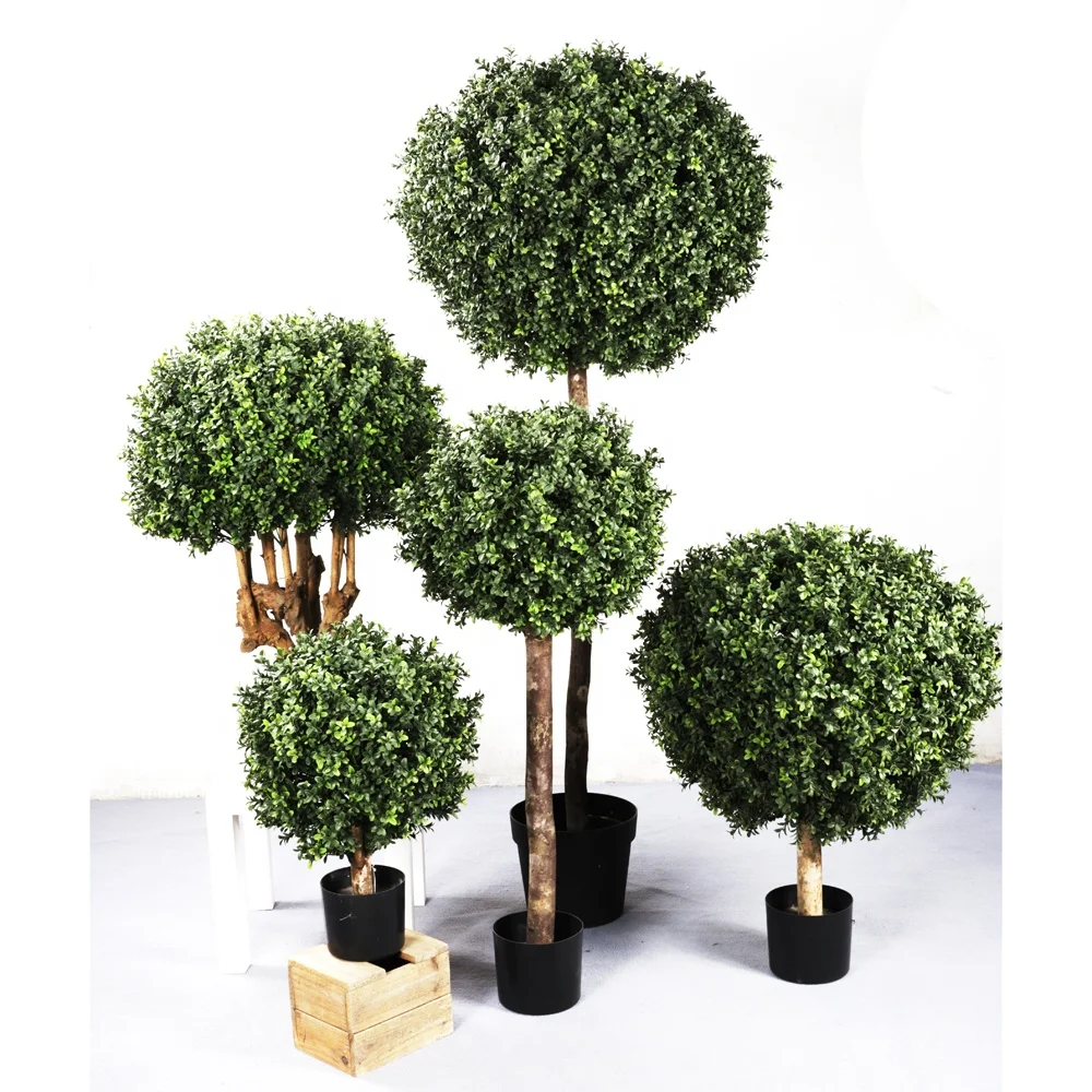 Artificial Plants Faux Boxwood Topiary Olive Palm Cedar Ficus Tree Fake Pine Bonsai  Artificiales Plantas Outdoor Indoor Decor