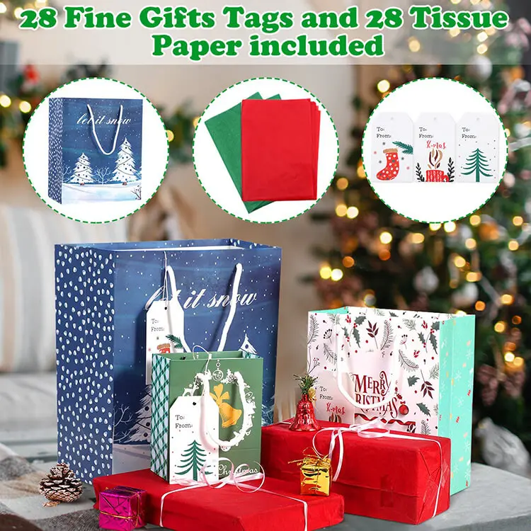 Eco Friendly Large Kids Birthday Merry Christmas Paper Bag Party Gift Bag For Gift