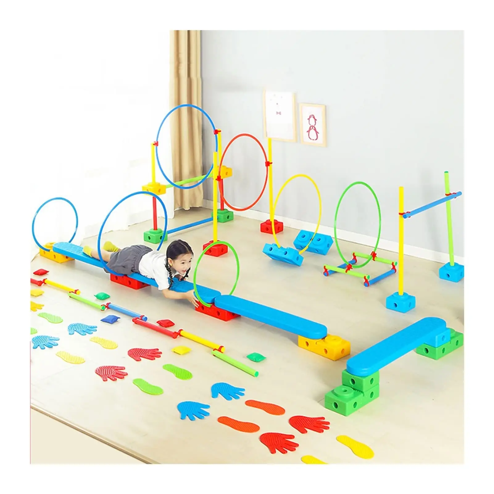 Agility & Balance Game Kit | Nursery Physical Training Obstacle Course | Indoor & Outdoor Hurdle Games Kids Sensory Training