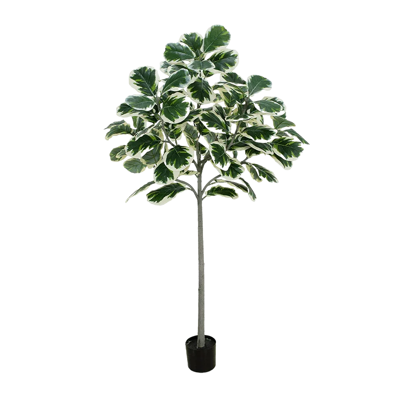 Senmasine Fake Ficus Lyrata Plants White Artificial Fiddle Leaf Tree For Indoor Outdoor Farmhouse Home Decor