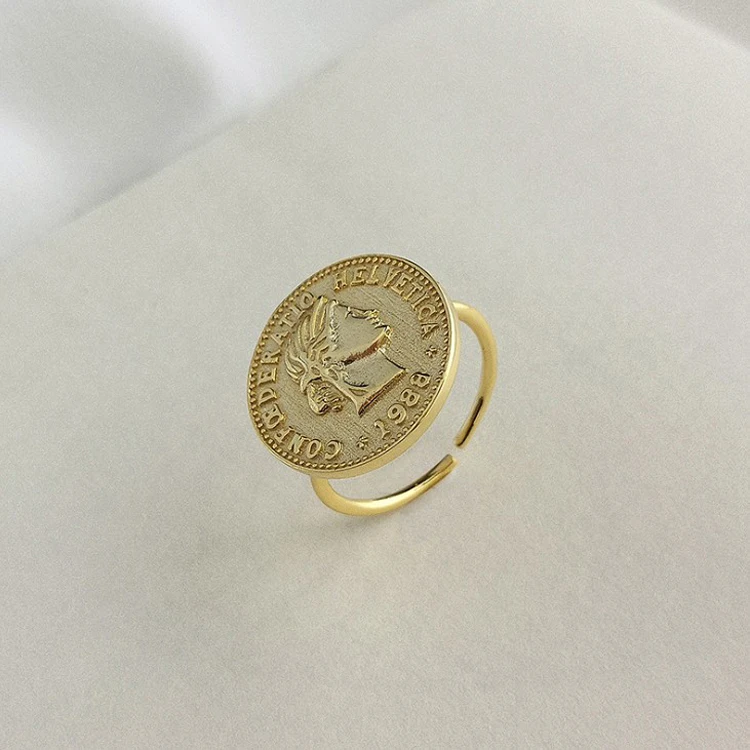 Vintage Silver 925 Queen Elizabeth Coin Ring Gold Rings For Women