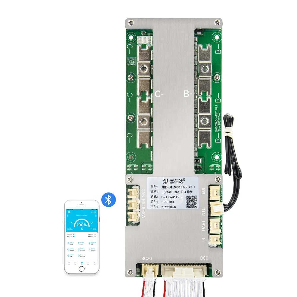 JBD OH20SA01 8S 9S 10S 11S 12S 13S 14S 15S 16S 18S 19S 20S 24V-84V LFP NMC Smart BMS 100A 120A 150A 200A