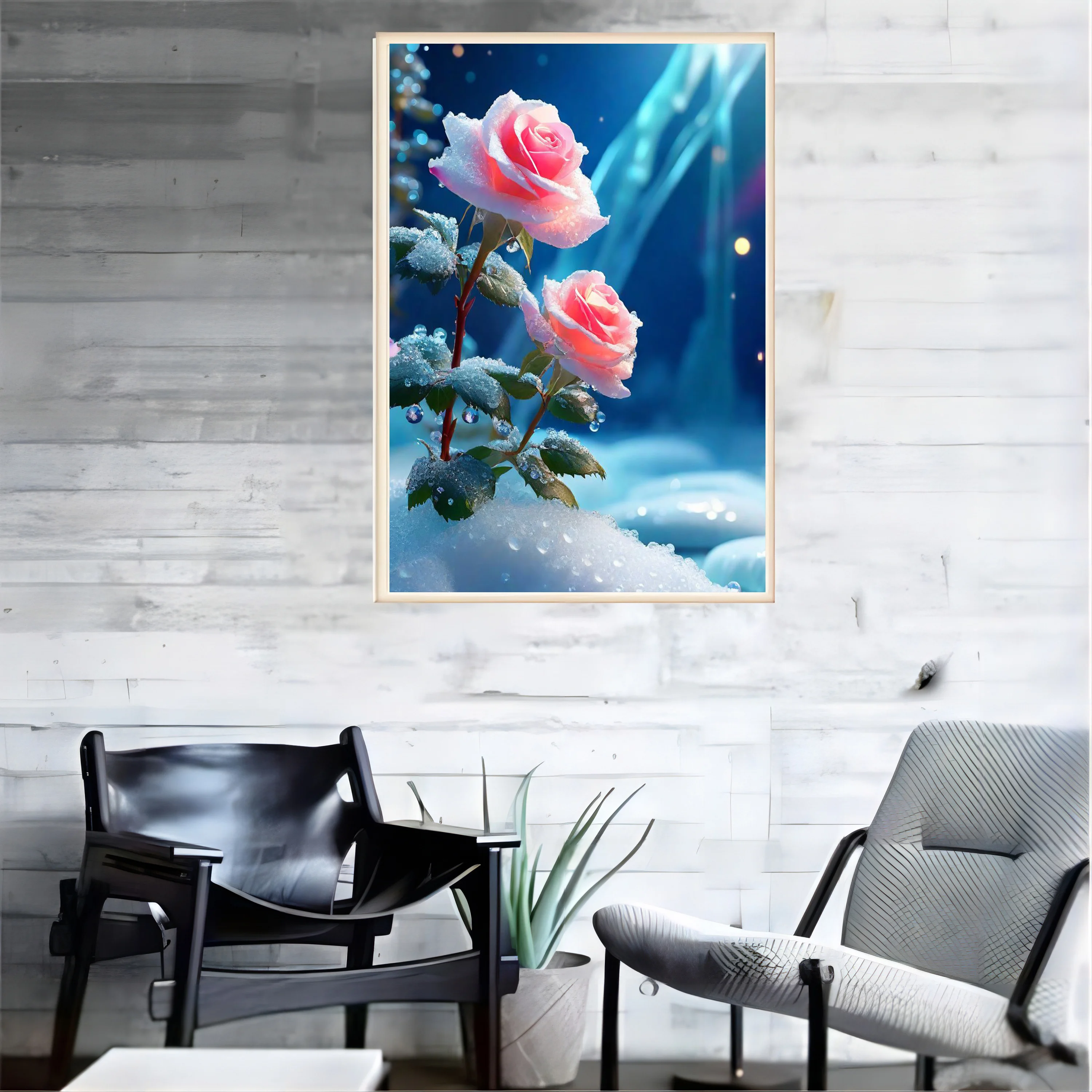 Fairy Dust Diamond Painting 5D Kit Embroidery Rose Flower with Dew High Quality Flannel Decorative Artwork