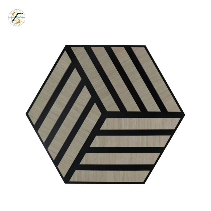Hexagon parquet  wall panel laminate MDF acoustic wall panel wood decorative wall board