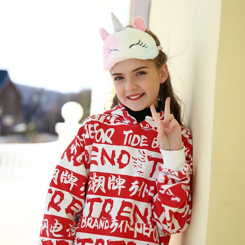 Factory Sale Unicorns Eye Mask For Sleeping Girl Kids Cute Soft Plush Rainbow Blindfold With Horn Girl