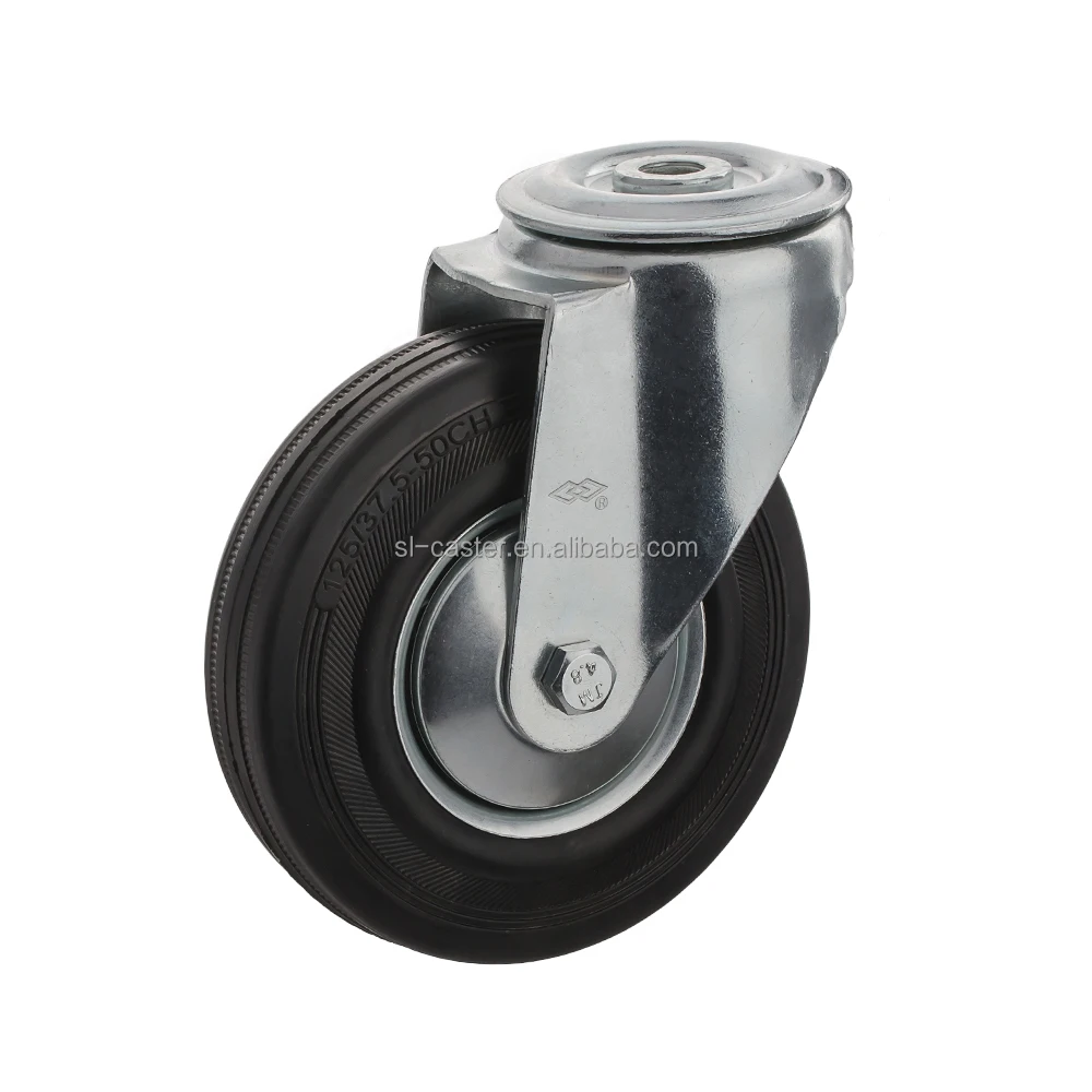 European type black 3.2inch elastic rubber industrial caster roulettes pour chariots heavy duty 100mm casters