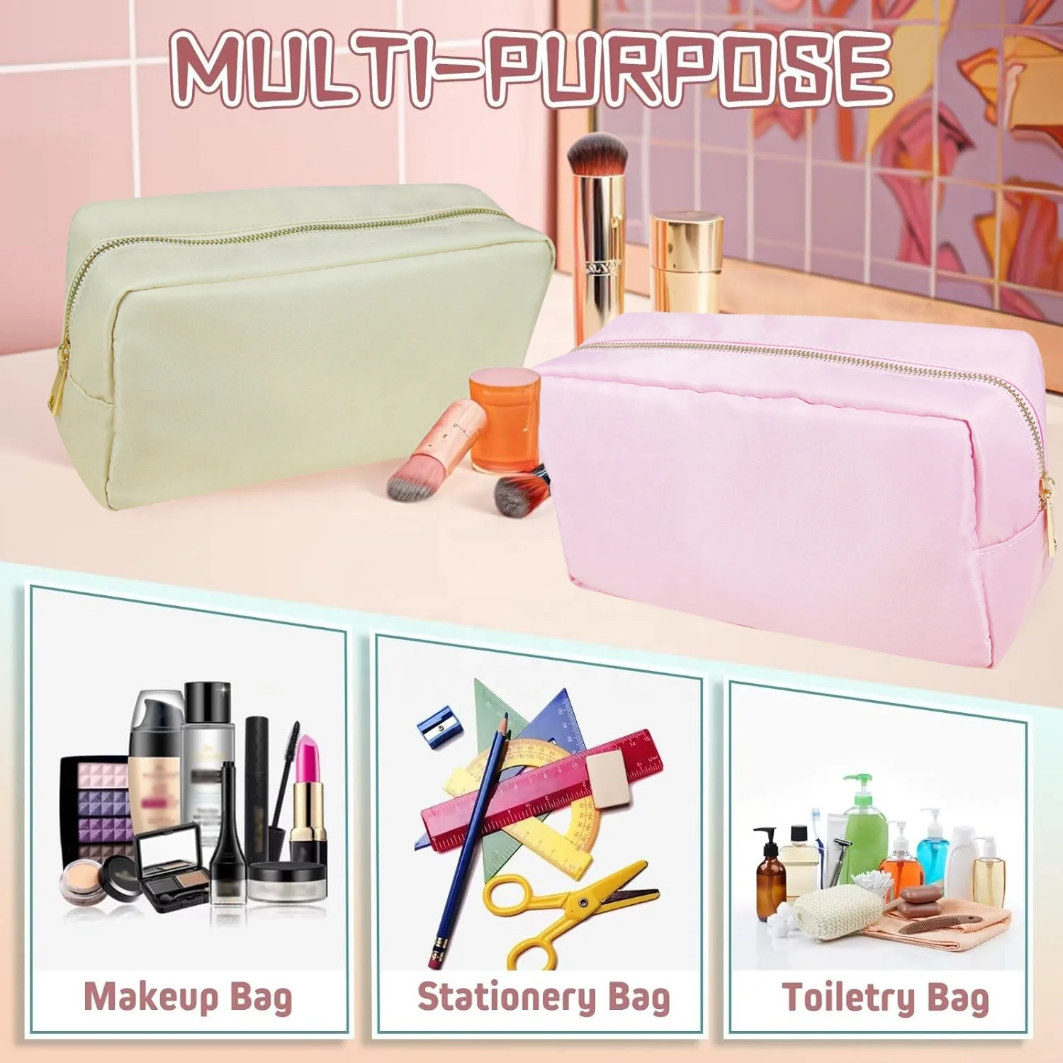 Custom logo Makeup Cosmetic Bag Alligator Clip Hair Band Nylon Boar Bristle Hair Brush Kit For Women Travel Paddle HairBrush Set