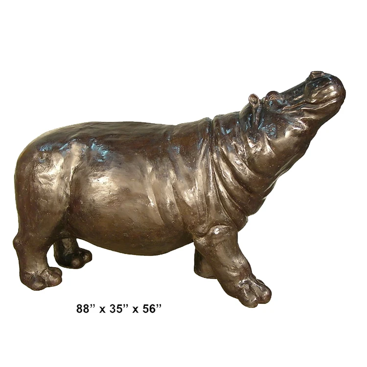 Custom Design Life Szie Garden outdoor decoration bronze hippo Open Mouth sculptures for sale