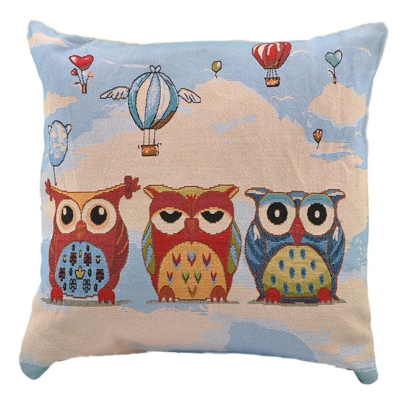 Latest fashion style throw pillow case cover cotton linen fabric custom home decor digital printed animal owl cushions