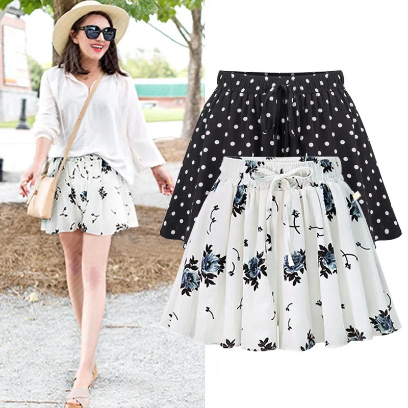 Girls Plus size Short Skirts Summer Fashion Beach Vacation Ruffle Floral Print Women Mini Skirts