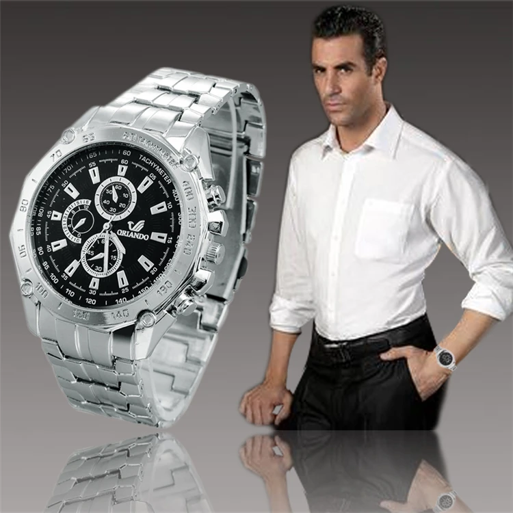 Часы reloj ORLANDO 026 мужские спортивные модные электронные кварцевые из нержавеющей стали с синим циферблатом