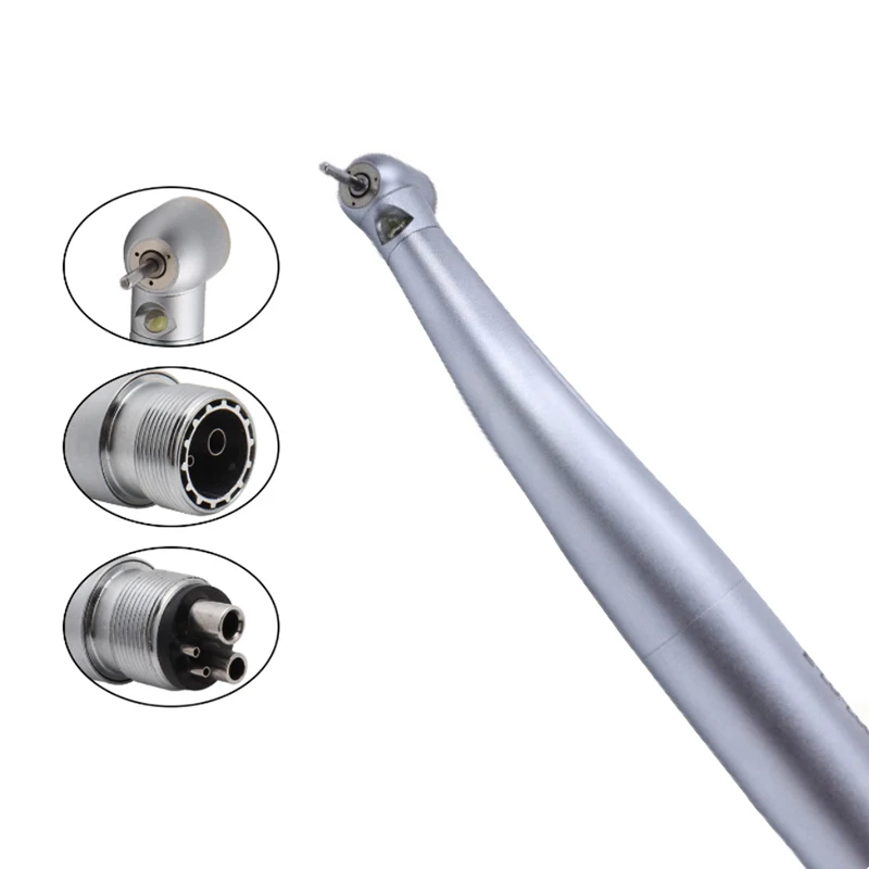 Portable Dentistry High Speed Handpiece Stainless Steel Turbine LED Light Bearing Push Button 4/2 Holes Dental Instruments