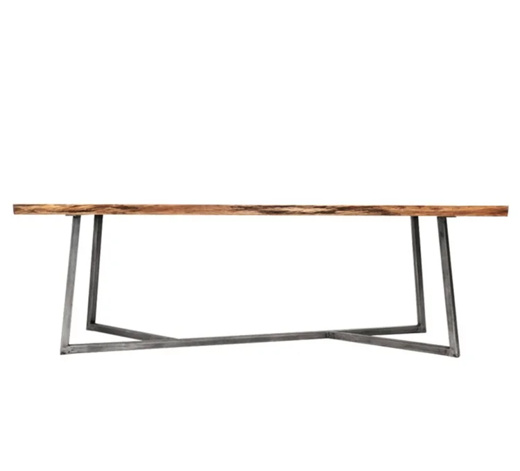 Nordic solid wood conference table desk sturdy and durable computer desk wrought iron dining table industrial style long table w