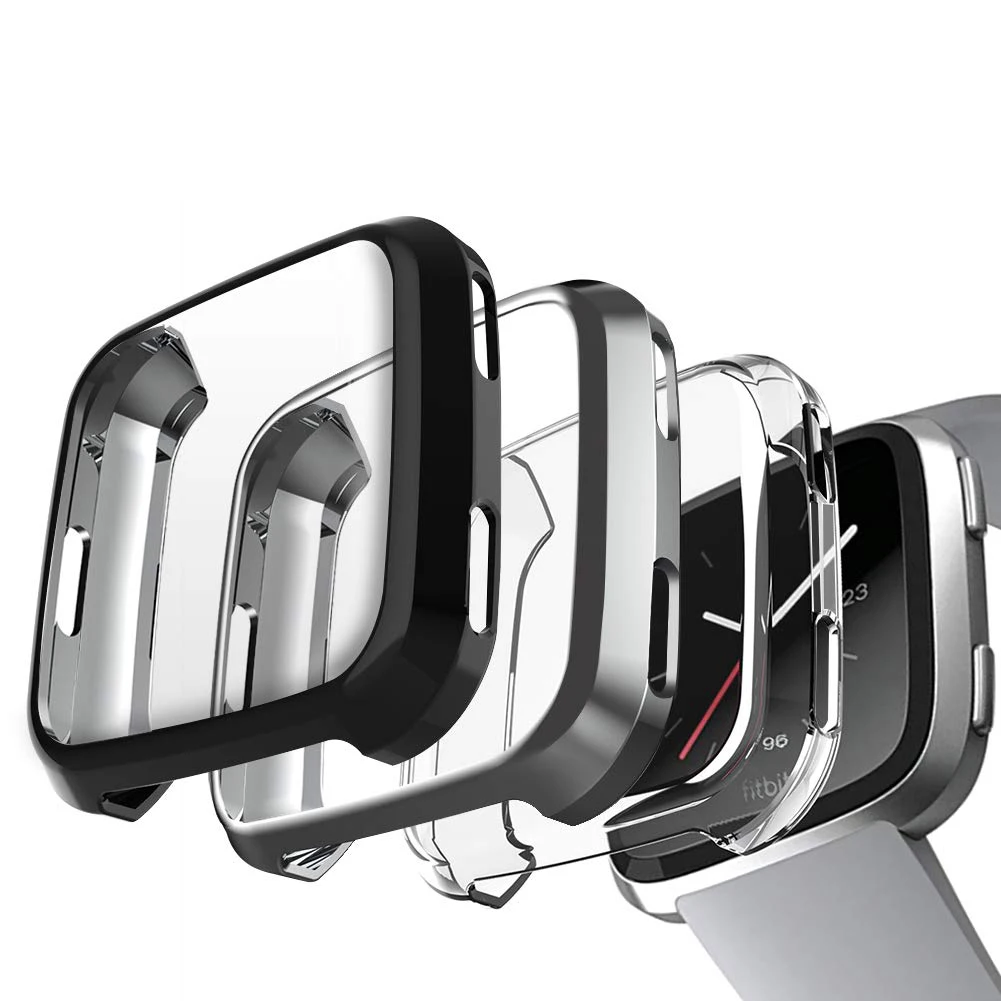Wholesale Clear Screen Protector Plating TPU Shockproof Watch Case Bumper For Fitbit Versa