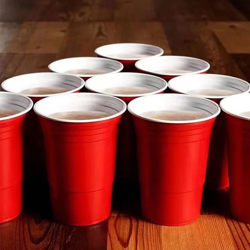 Bar Nightclub Party Disposable 12 16 oz Red Blue Beer Pong Cups Disposable Party Red Plastic Cups