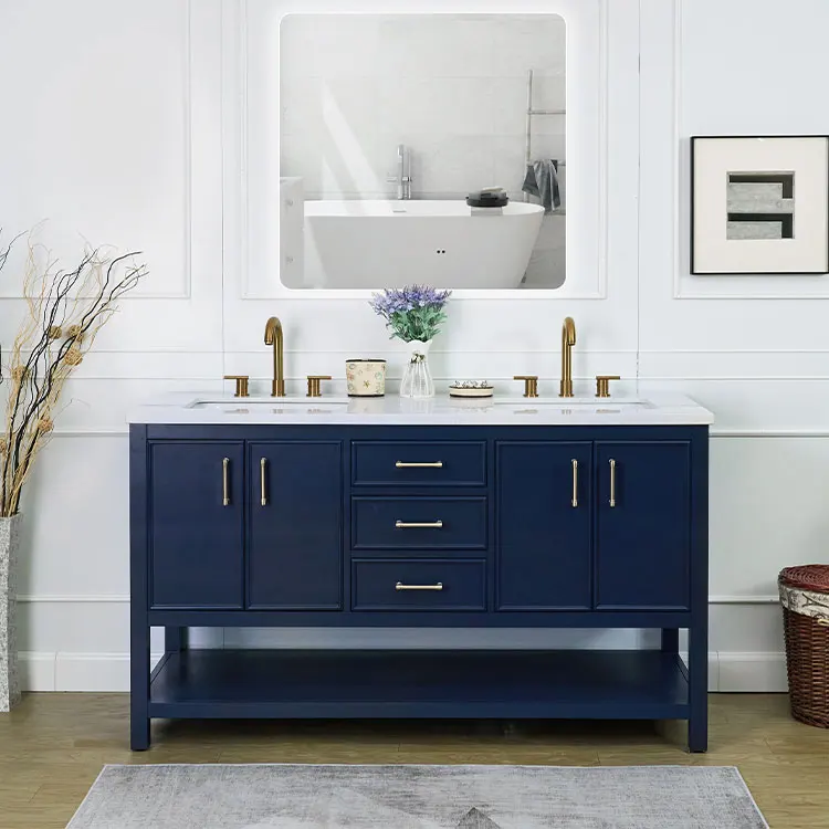 60 дюймовый роскошный двойной раковины, раковины, шкафчик для ванной комнаты, домашний центр, набор шкафов для ванной комнаты
