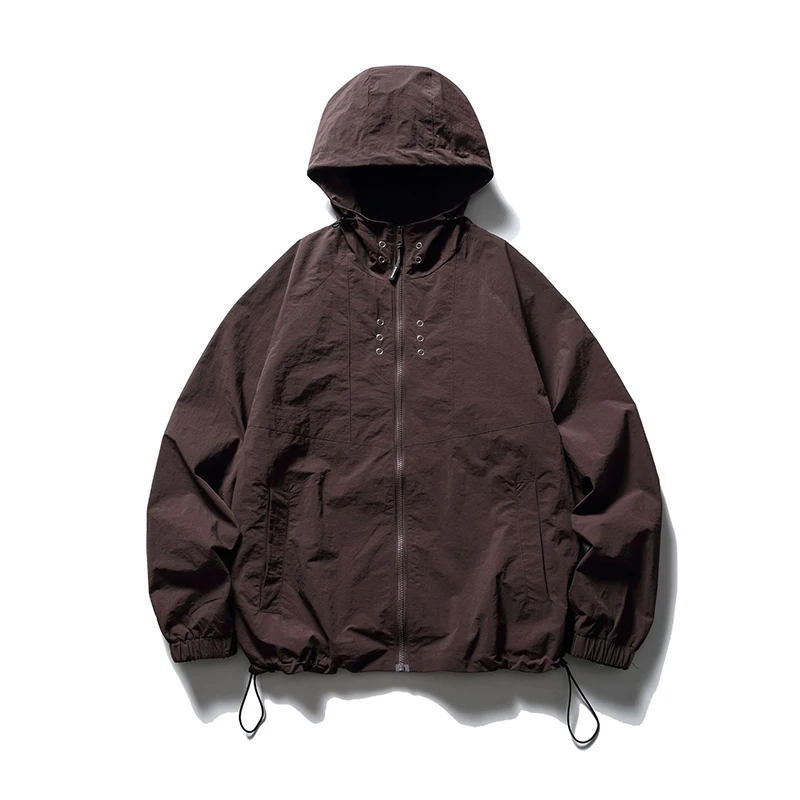 2024 fall winter jacket mens casual loose fit hooded jacket outdoor clothing full zipper blank windbreaker jacket for men