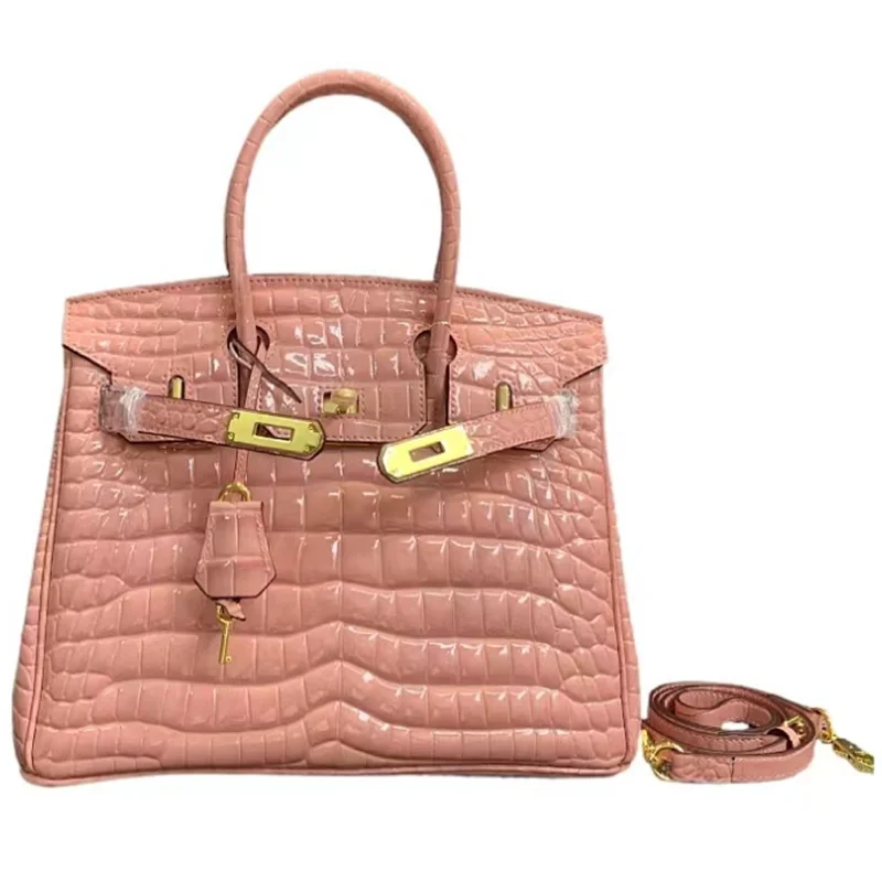 High glossy embossed stone PVC leather crocodile faux leather for women handbags  crossbody bag