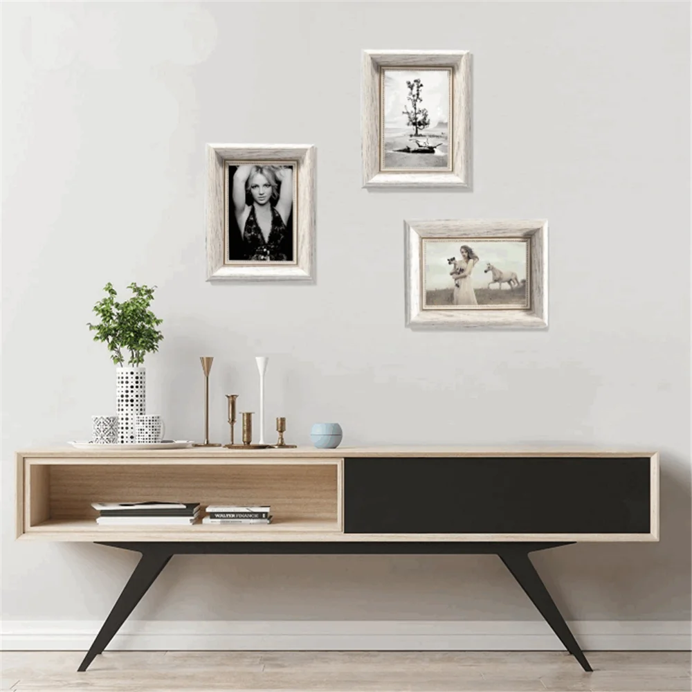 Vintage portrait picture frames 5x7 tabletop wall mountable home decor hot sale custom digital photo frame wood