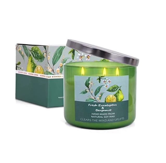 Factory OEM 350g luxury organic coconut wax  relaxing scented candles aromatherapy with strong jasmine or fruit scent