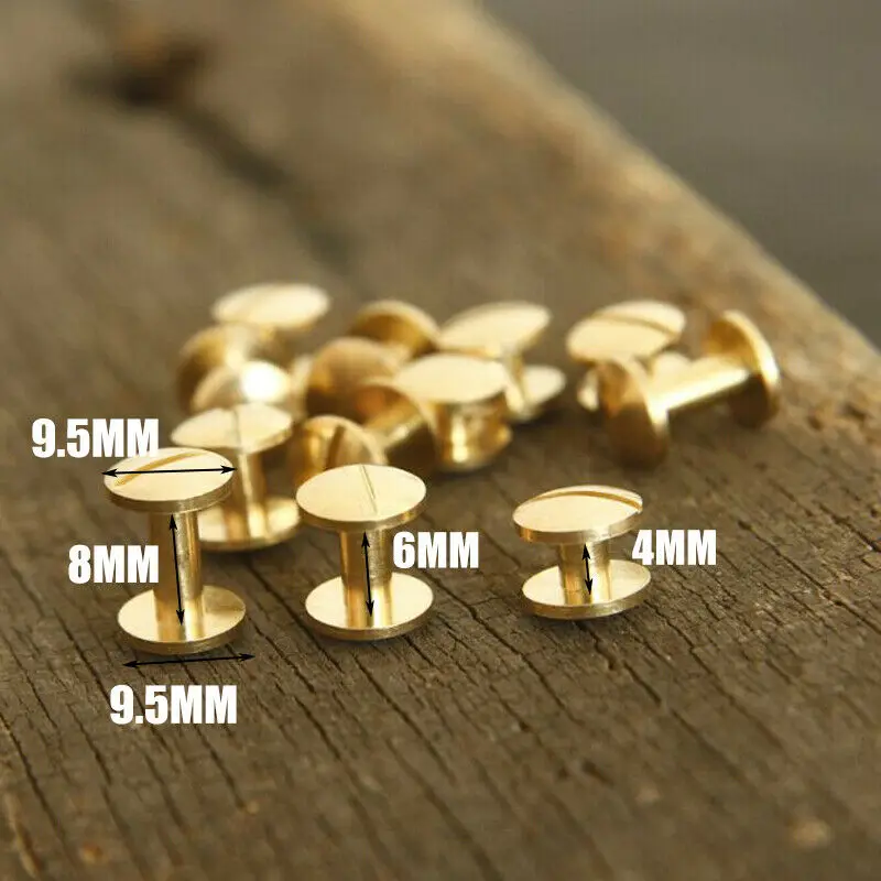  Набор из 50 винтов для ремня кожевенного ремесла латунных заклепок головки-гвоздики бумажника круглых кожаного