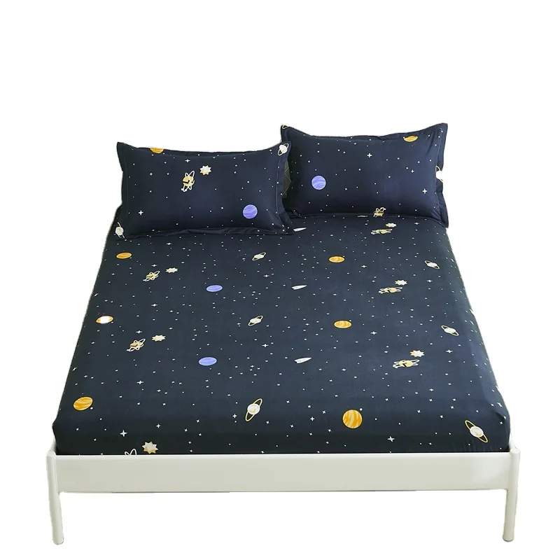 
50 PCS Bed Sheet with Pillowcase Blue Flower Printed Bed Linen Queen Mattress Covers Fitted Sheet Sets 