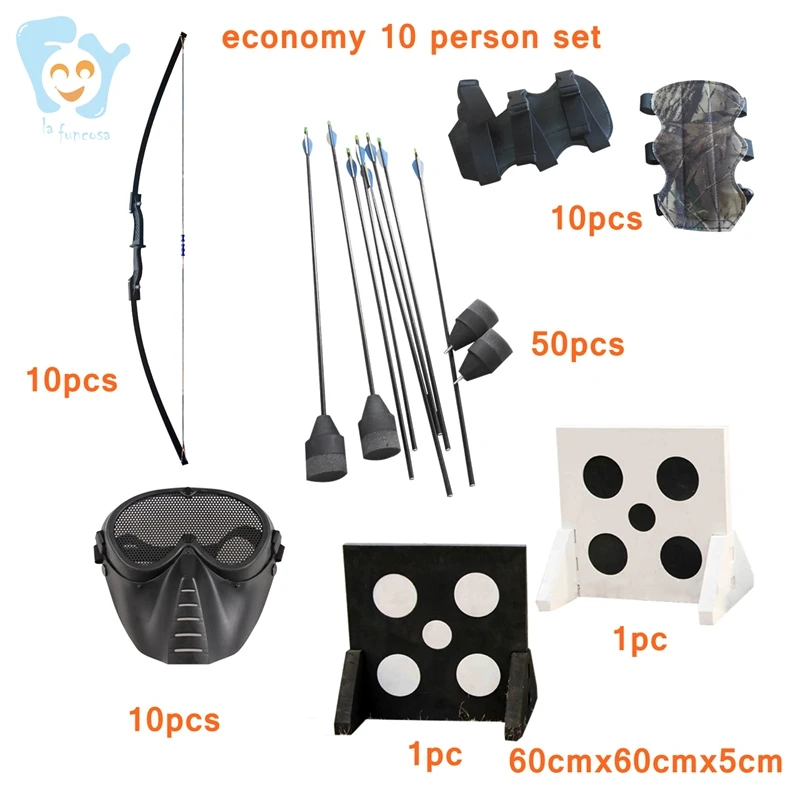 10kids/adults Cheap Combat Archery Set EVA Foam Tip Arrow Bow Set Carbon 10 Person Cheap Archery Play Set Recurve Bow Shooting