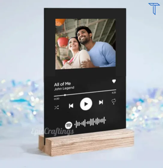Custom Black Acrylic Spotify Plaque with Custom Photo Customized Music Song Album Cover Art Print Romantic Anniversary Gift